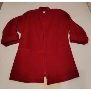 Doncaster Red Wool Blend Collarless Open Front Coat Women's Size 4